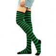 thumbnail image 1 of MRULIC Womens Over Knee High Socks Women Striped Thigh Stockings For Halloween Cosplay Leg Warmer Green + One size, 1 of 2