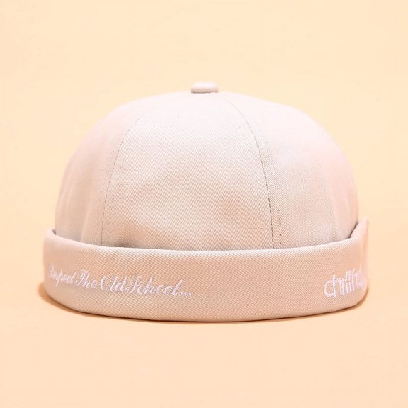 MRULIC baseball cap Men Women Hat Cap Casual Docker Sailor Mechanic Brimless Solid Color Hat Beige   One size