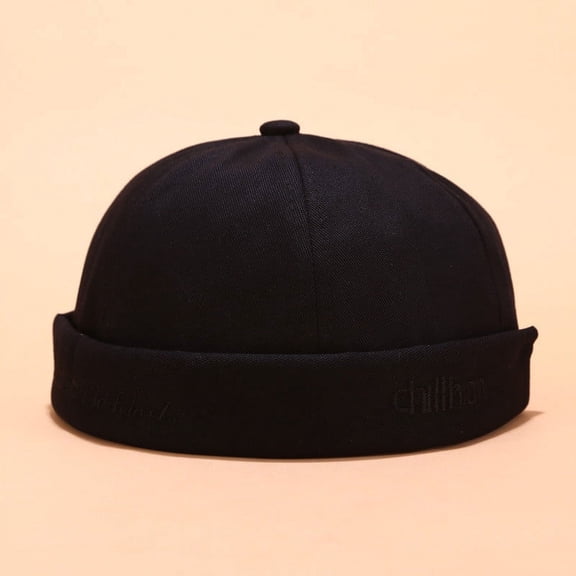 MRULIC baseball cap Men Women Hat Cap Casual Docker Sailor Mechanic Brimless Solid Color Hat Black   One size