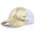 thumbnail image 1 of MRULIC baseball cap Women Girl Ponytail Baseball Cap Sequins Shiny Messy Bun Snapback Hat Sun Caps Gold + L, 1 of 4