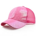 thumbnail image 1 of MRULIC baseball cap Women Girl Ponytail Baseball Cap Sequins Shiny Messy Bun Snapback Hat Sun Caps Hotpink + L, 1 of 3