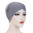 thumbnail image 1 of MRULIC baseball cap Women Solid India Hat Ruffle Cancer Chemo Beanie Turban Wrap Scarf Cap Grey + One size, 1 of 2
