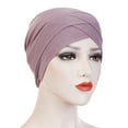 thumbnail image 1 of MRULIC baseball cap Women Solid India Hat Ruffle Cancer Chemo Beanie Turban Wrap Scarf Cap Purple + One size, 1 of 2