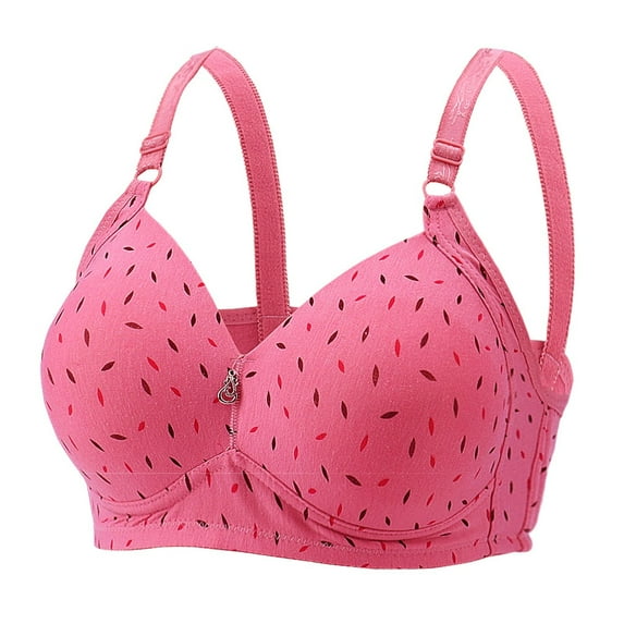 MRULIC bras for women Women Lady Plus Size Gathered Bra Adjustable Pair Of Thin Breast Cup Underwear Watermelon red + 48