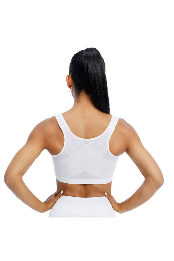 bras for women Bra For Seniors Front Closure Posture Corrector Bra For Women Full Coverage Front Closure Support Bra For Older Women White + XL