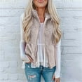 thumbnail image 1 of MRULIC coat for women Women Pocket Zipper Solid Color Jacket Plush Sleeveless Lapel Vest Loose Coat Women's Fleece Jackets Coats Khaki + 4XL, 1 of 7