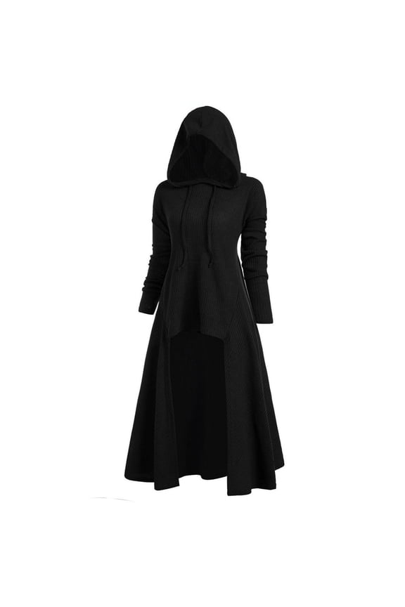 coat for women Womens Fashion Hooded Plus Size Vintage Cloak High Low Sweater Blouse Tops Women's Fleece Jackets Coats Black + 4XL
