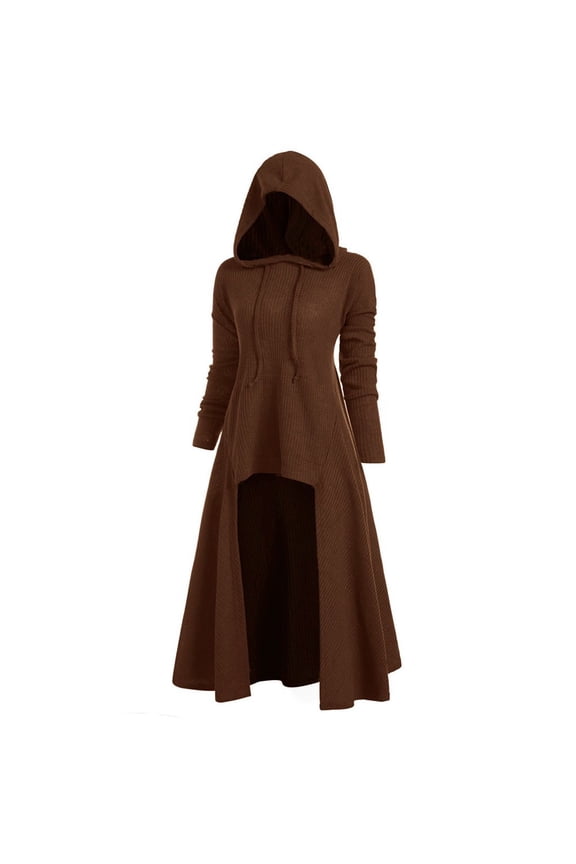 coat for women Womens Fashion Hooded Plus Size Vintage Cloak High Low Sweater Blouse Tops Women's Fleece Jackets Coats Coffee + 4XL