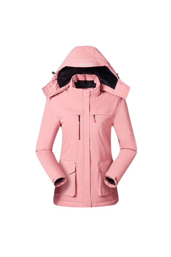 coat for women Women's Heated Coat With 3 Heating Level, 4 Heating Zones,Neck Heating Jacket Washable (Batteries Not Included) Women's Jackets Coats Pink + 3XL