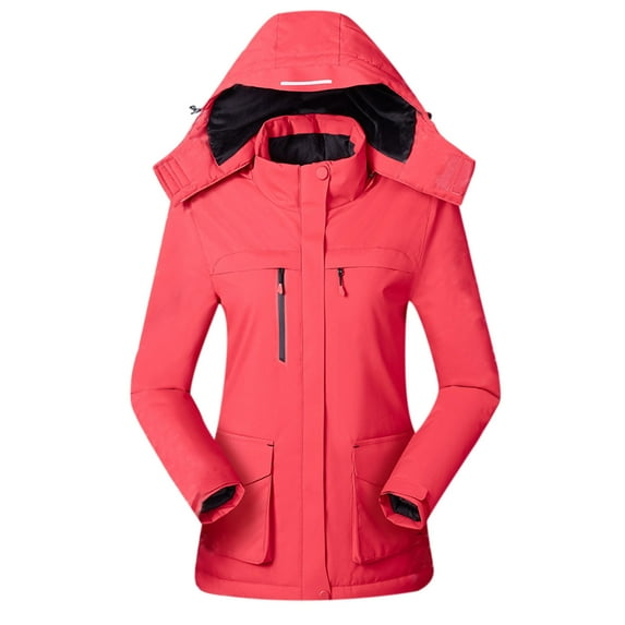 MRULIC coat for women Women's Heated Coat With 3 Heating Level, 4 Heating Zones,Neck Heating Jacket Washable (Batteries Not Included) Women's Jackets Coats Red + XXL