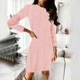thumbnail image 1 of MRULIC dresses for women 2022 Trendy Womens Sweater Dress O Neck Long Sleeve Solid Knitted DressesWomen's Sweater Dress Pink + L, 1 of 7