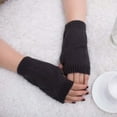 thumbnail image 1 of MRULIC gloves for women Girl Fingerless Warm Knitted Women Winter Warm Gloves Mitten Keep Soft Arm Gloves Dark Grey + One size, 1 of 2