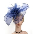 thumbnail image 1 of MRULIC headbands for women Fascinator Hat Flower Feather Mesh Kentucky Derby Tea Party Hairband for Women Blue + One size, 1 of 9