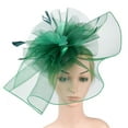 thumbnail image 1 of MRULIC headbands for women Fascinator Hat Flower Feather Mesh Kentucky Derby Tea Party Hairband for Women Green + One size, 1 of 6