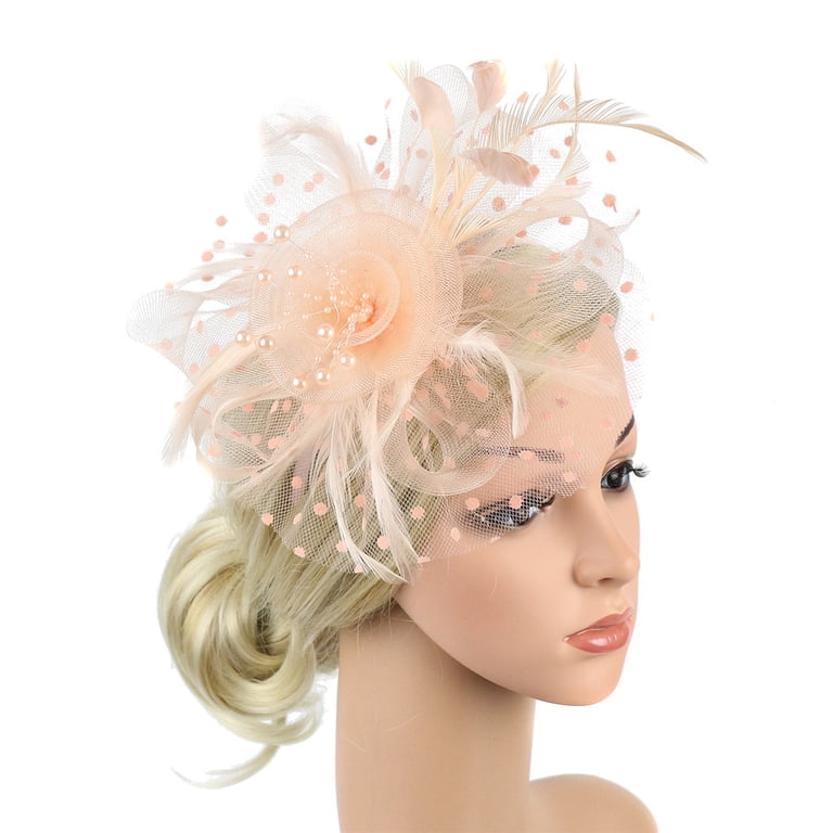 Elegant Tulle Fascinator with Feathers for Wedding Derby Tea Party Headband Clip Cizoe Fascinators Hat for Women Tea Party Hat Kentucky Derby  main image 3