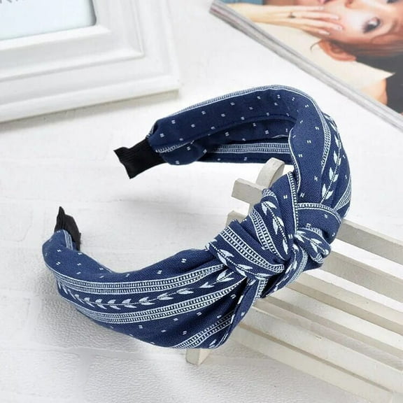 MRULIC headbands for women Fashion Bow Knot Hairband Women Hair Head Hoop Simple Sweet Girls Hair Headband Navy Blue + One size