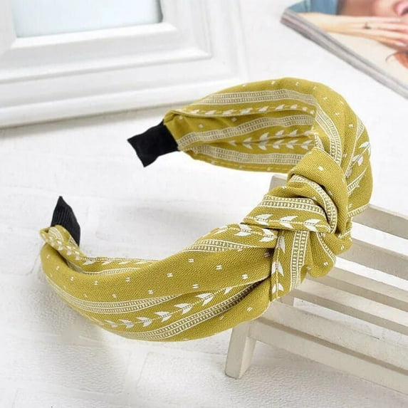 MRULIC headbands for women Fashion Bow Knot Hairband Women Hair Head Hoop Simple Sweet Girls Hair Headband Yellow + One size