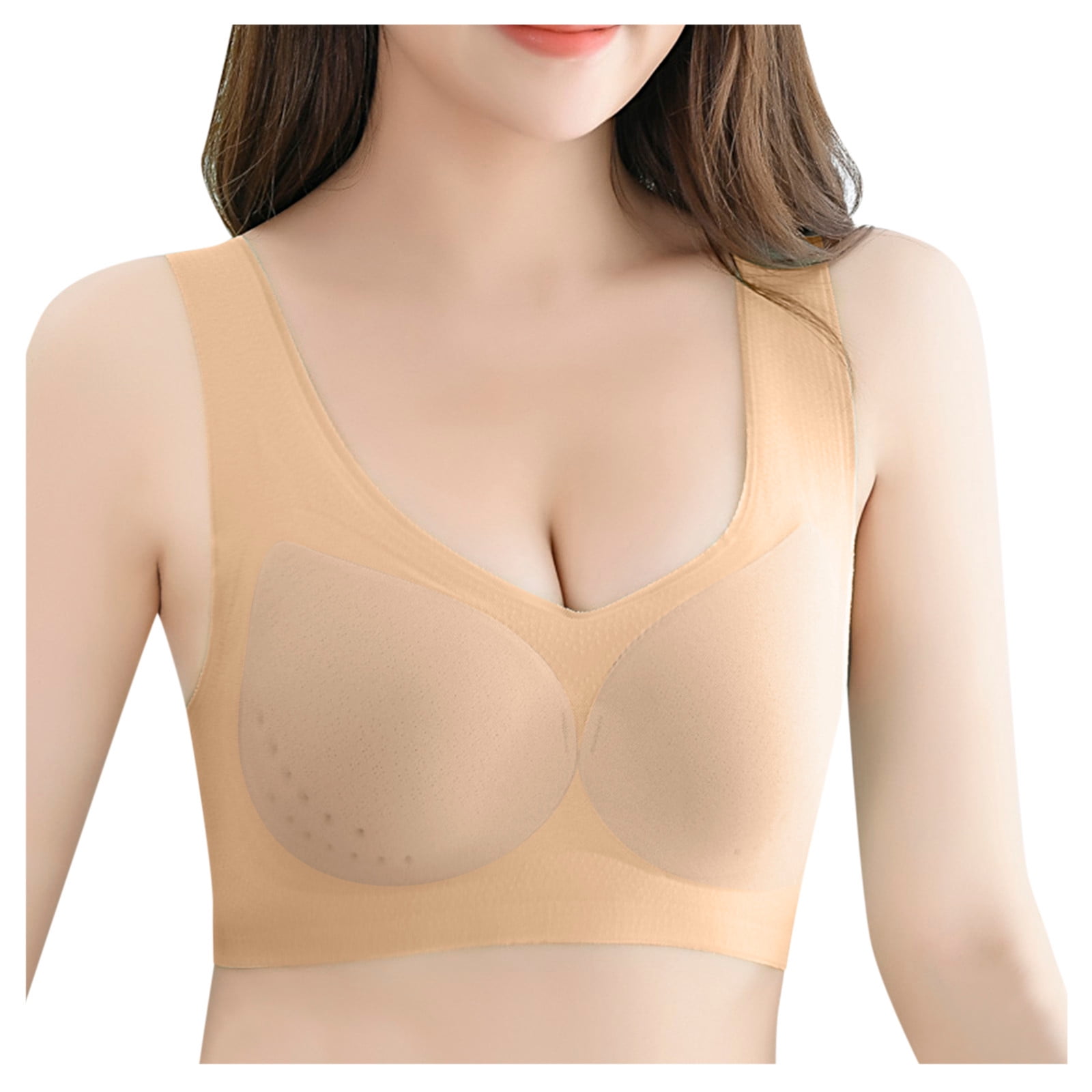Padded Bras for Women Ladies Latex Thin Breathable Sleep No Underwire Bra  for Womens White XXL