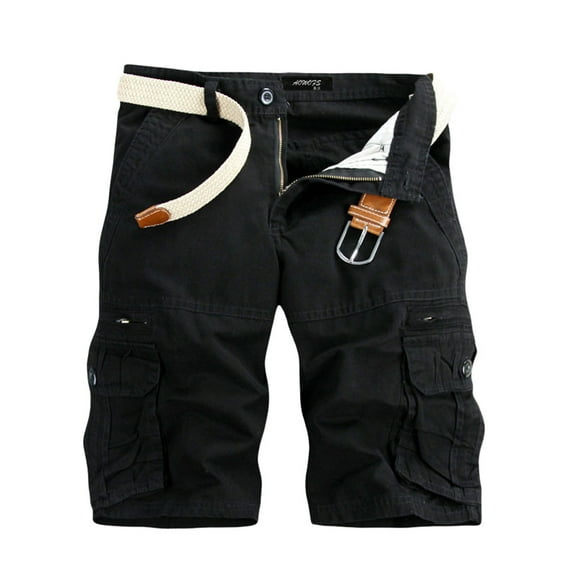 MRULIC jeans for men Beach Trouser Casual Pant Work Pocket Cargo Shorts Color Outdoors Men's Men's Pants Men Cargo Pants Black + 30