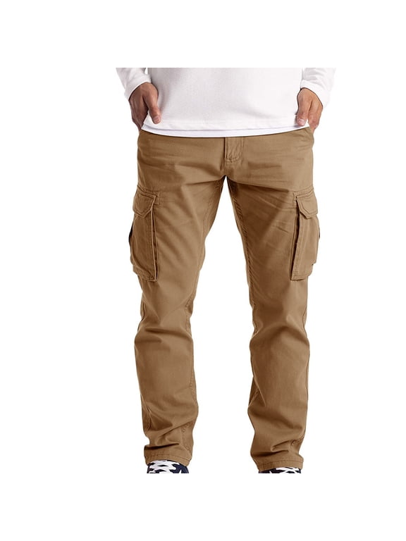 jeans for men Cargo Wear Cargo Men's Full 6 Pocket Work Pants Trousers Combat Men's pants Men Cargo Pants Khaki + XL
