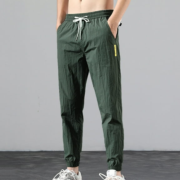 MRULIC jeans for men Fashionable Men's Plus Trousers Loose Size Feet With Tied Tracksuit Pants Men's pants Men Casual Pants Green + 3XL