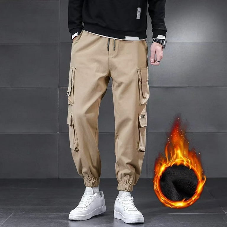 MRULIC men's pants Men's Autumn And Winter Pant Trouser Solid Color Casual  Overalls With Lace-up Sports Loose Casual TrousersMen's Cargo Pants Army