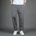 thumbnail image 1 of MRULIC jeans for men Mens Fashion Casual Loose Cotton Plus Size Pocket Lace Up Elastic Waist Pants Trousers Men Casual Pants Dark Grey + XL, 1 of 7