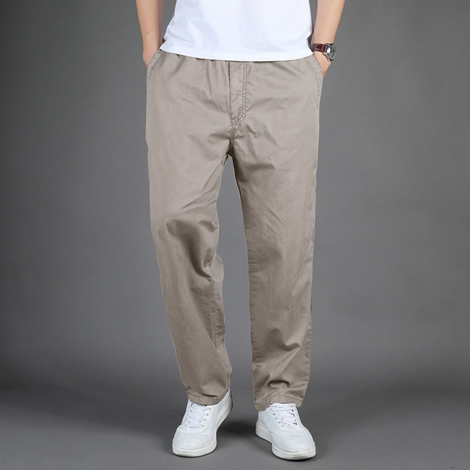 MRULIC jeans for men Mens Fashion Casual Loose Cotton Plus Size