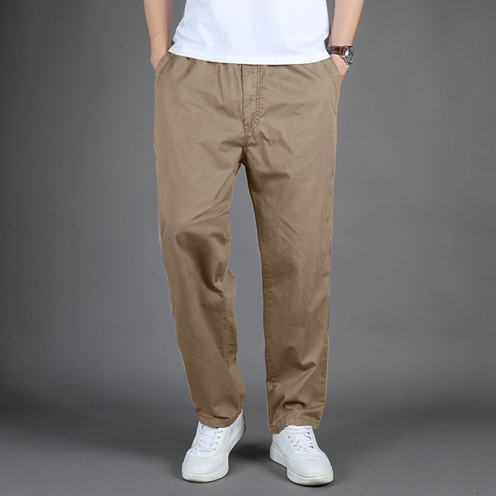 MRULIC jeans for men Mens Fashion Casual Loose Cotton Plus Size