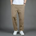 thumbnail image 1 of MRULIC jeans for men Mens Fashion Casual Loose Cotton Plus Size Pocket Lace Up Elastic Waist Pants Trousers Men Casual Pants Khaki + XL, 1 of 9