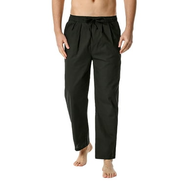 MRULIC jeans for men Pants Lightweight Men's Elastic Casual Home Pants Waist Loose Cotton-Linen Men's pants Men Casual Pants Black   M