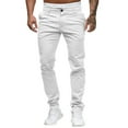 thumbnail image 1 of MRULIC jeans for men Slim Waist Full Trousers Men's Casual Solid Mid Pocket Length Fashion Pant Men's pants Men Casual Pants White + L, 1 of 9