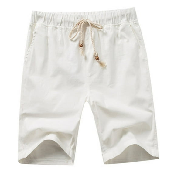 MRULIC jeans for men Washed Fashion Shorts Pants Summer Men's Beach Casual Pants Cropped Men's pants Men Board Shorts White + M