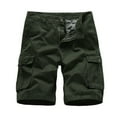 thumbnail image 1 of MRULIC jeans for men Casual Shorts Tooling Male Fashion Multi Zipper Buckle Outdoor Color Solid Shorts Pocket Men's Cargo Pants Men Cargo Pants Army Green + L, 1 of 7