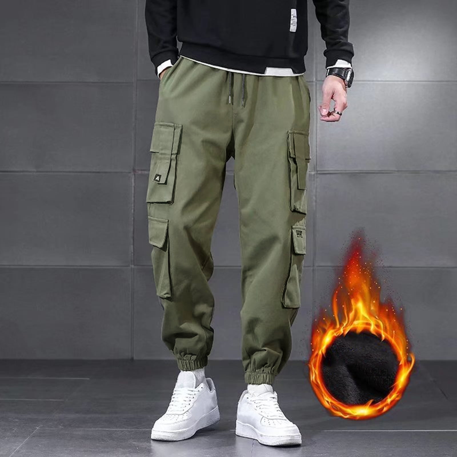ZIZOCWA Men Outdoor Cargo Pants Lightweight Drawstring Waist