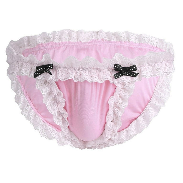 MRULIC lingerie for women Men Briefs Briefs Underwear Satin Lace Bow Thong  Panties Panties Underpants Pink + M 