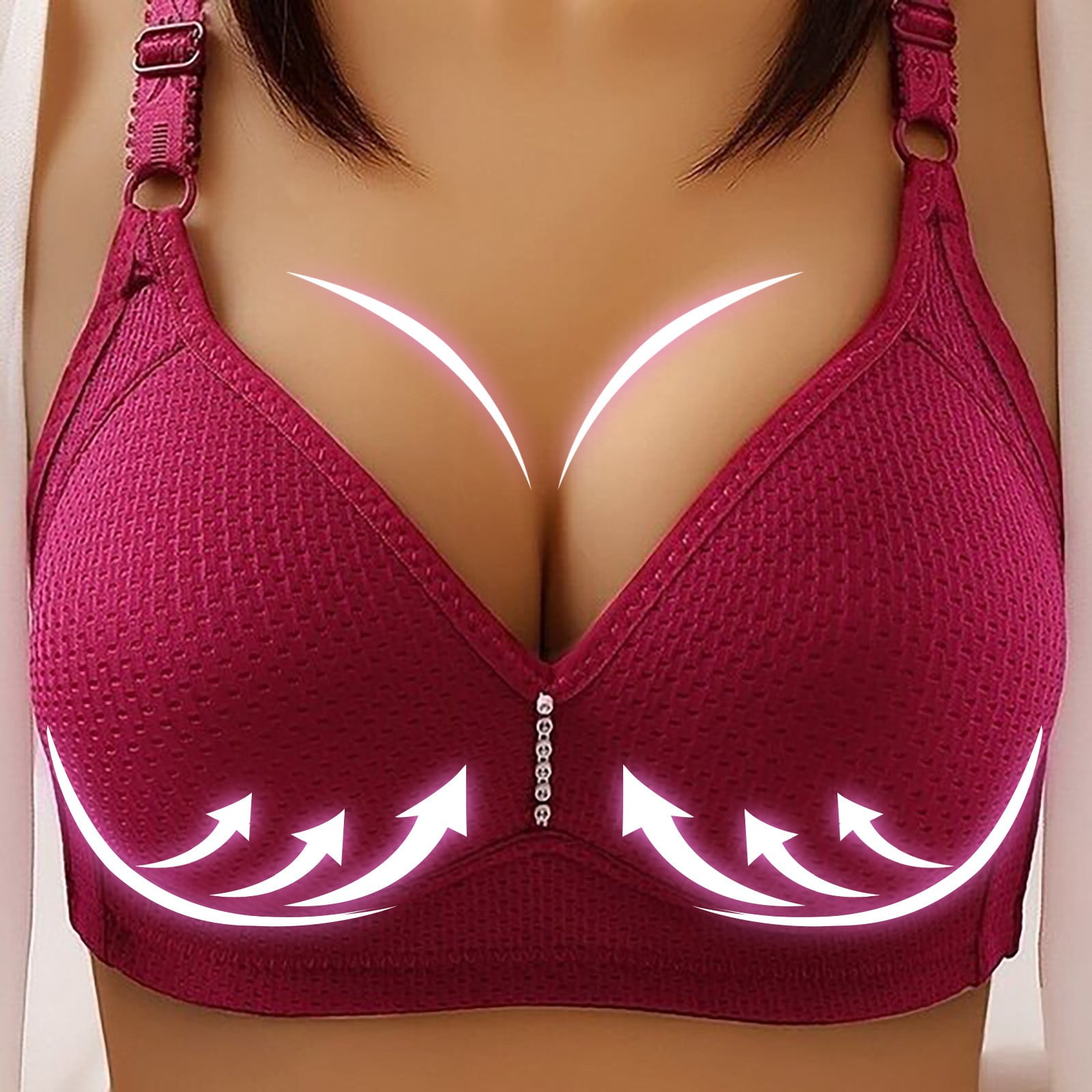 MRULIC bras for women Plus Size Push Up Bra For Women Bras None Underwire  Brassiere Beige + 46 