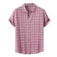 thumbnail image 1 of MRULIC mens shirts Male Casual Summer Top Shirt Hawaii Button Print Shirt Short Sleeve Turn Down Collar Shirt Fashion Shirt Men Shirts Pink + M, 1 of 6