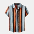 thumbnail image 1 of MRULIC mens shirts Short Button Shirt Collar Men's Casual Stripe Sleeve Turn-Down Contrast Color Men Shirts Men Shirts Orange + L, 1 of 9