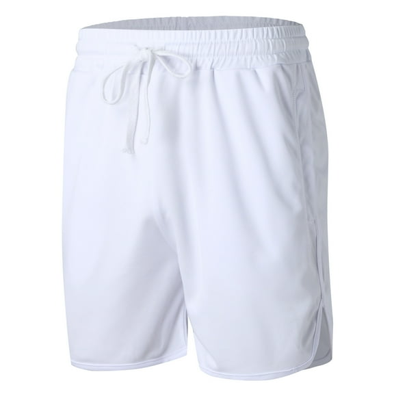 MRULIC mens shorts Male Summer Sport Splice White Bar Shorts Drawstring Solid Pocket Shorts Quarter Pants Men Casual Shorts White   M