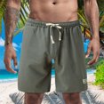thumbnail image 1 of MRULIC mens shorts Men Summer Solid Color Short Patchwork Sports Short Tether Pocket Short Cotton And Linen Loose Short Men Casual Shorts Army Green + XXL, 1 of 7