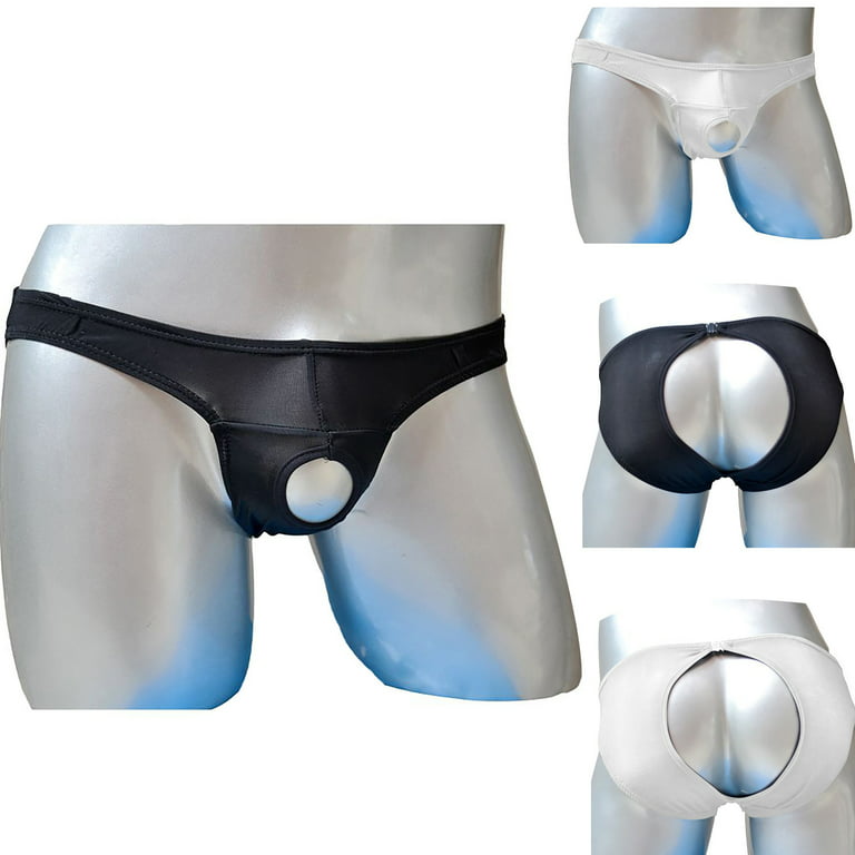 MRULIC mens underwear ice open buttocks Men's transparent underwear Men's  underwear Men underwear White + One size