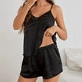 thumbnail image 1 of MRULIC pajamas for women Womens Lingerie Satin Pajamas Cami Shorts Set Nightwear Pajamas Set Black + XXL, 1 of 7