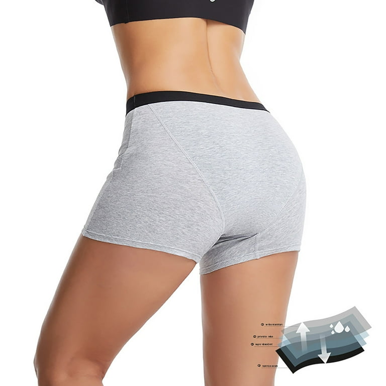 MRULIC panties for women Absorbent Boxer Underwear For All Day And Night  Protection Grey + 4XL 