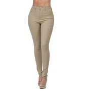 MRULIC pants for women Fashion Womens High Waisted-Rise Stretc Skinny Jeans For Women Pant Khaki + L