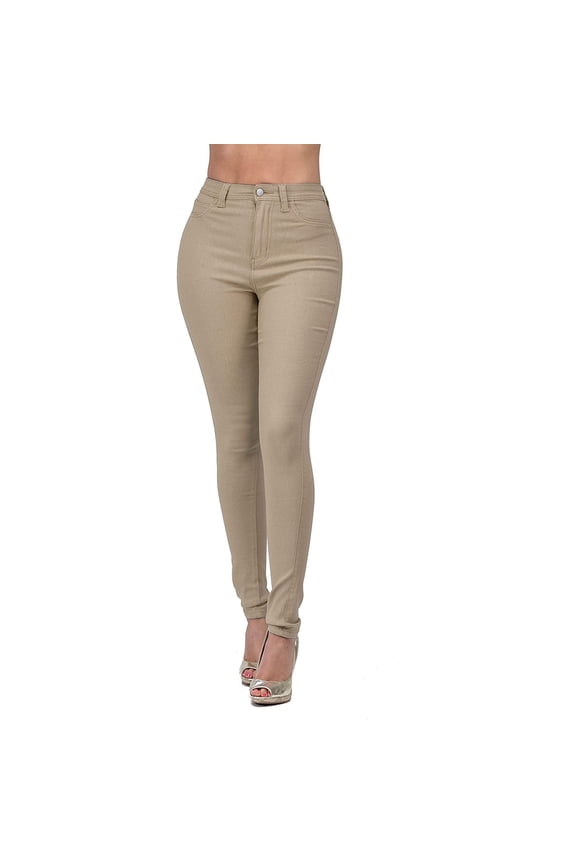 pants for women Fashion Womens High Waisted-Rise Stretc Skinny Jeans For Women Pant Khaki + XXL
