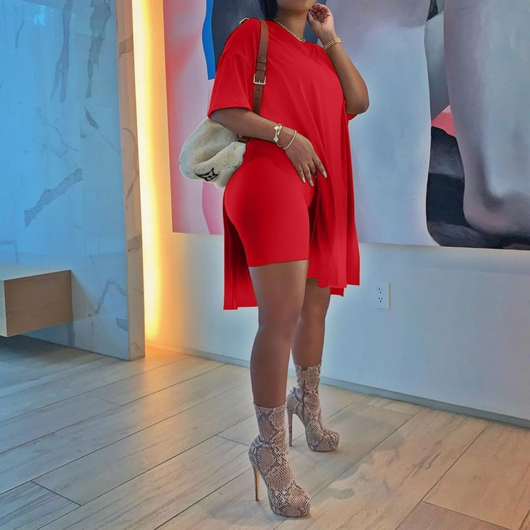 Womens red dress shorts discount