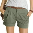 thumbnail image 1 of MRULIC pants for women Women's Fashion Shorts Short Chino Trousers Pleated Fake Pocket Pants Plus Size Pants Green + S, 1 of 9