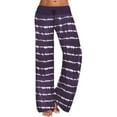 thumbnail image 1 of MRULIC pants for women Women's Yoga Trousers Wide Leg Drawstring Loose Straight Lounge Running Plus Size Pants Purple + L, 1 of 5
