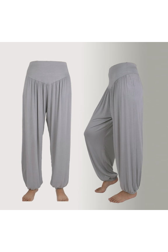 pants for women Womens Elastic Loose Casual Cotton Soft Yoga Sports Dance Harem Pants Plus Size Pants Grey + 3XL